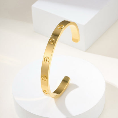[⭐⭐JeweliWhal]LOVE BRACELET 6.1MM OPEN CUFF
