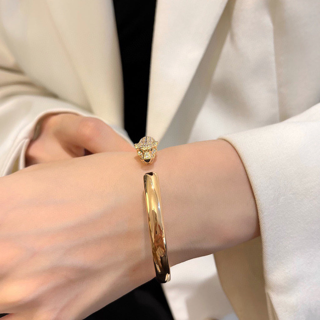 [⭐⭐JeweliWhal]PANTHERE HALF DIAMOND OPEN BRACELET