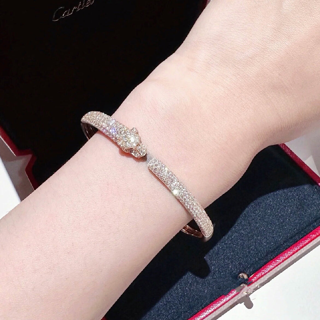 [⭐⭐JeweliWhal]PANTHERE FULL DIAMOND OPEN BRACELET