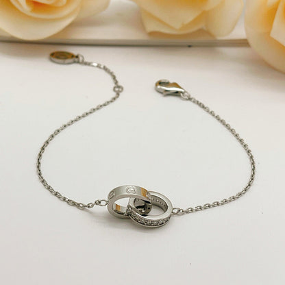 [⭐⭐JeweliWhal]LOVE DOUBLE RING HALF DIAMOND BRACELET