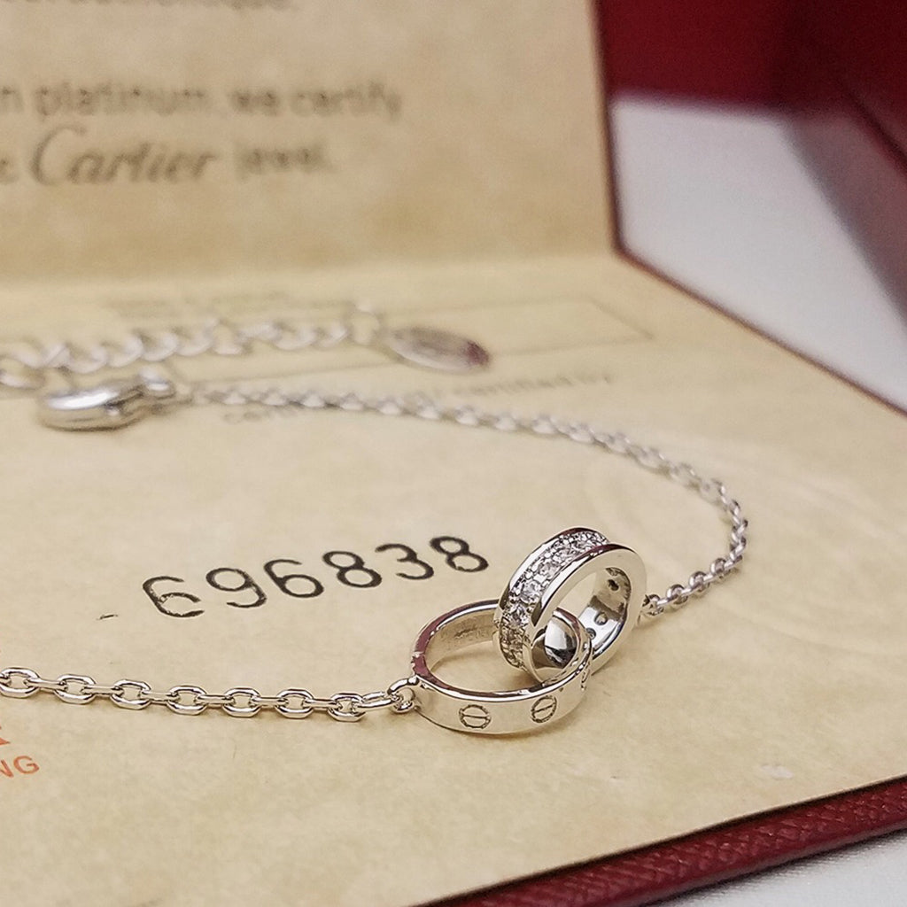 [⭐⭐JeweliWhal]LOVE DOUBLE RING HALF DIAMOND BRACELET