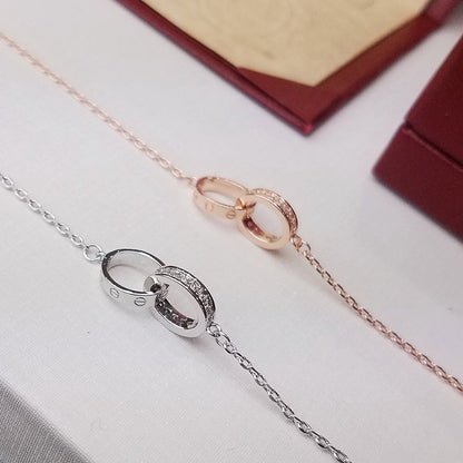 [⭐⭐JeweliWhal]LOVE DOUBLE RING HALF DIAMOND BRACELET