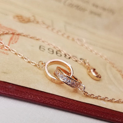 [⭐⭐JeweliWhal]LOVE DOUBLE RING HALF DIAMOND BRACELET