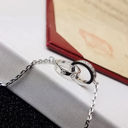 [⭐⭐JeweliWhal]LOVE DOUBLE RING HALF DIAMOND BRACELET