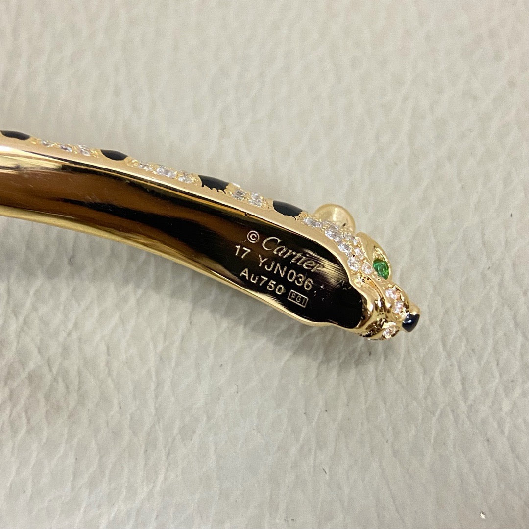 [⭐⭐JeweliWhal]パンテール ダブルヘッド ハーフダイヤモンド オープンブレスレット