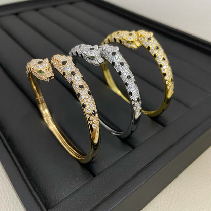 [⭐⭐JeweliWhal]パンテール ダブルヘッド ハーフダイヤモンド オープンブレスレット