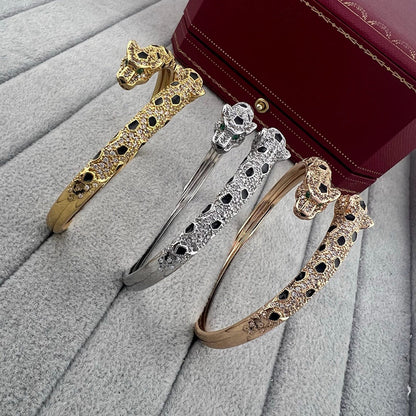 [⭐⭐JeweliWhal]パンテール ダブルヘッド ハーフダイヤモンド オープンブレスレット