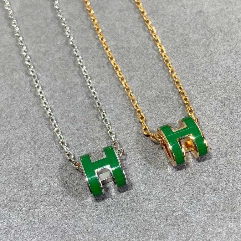 [⭐⭐JeweliWhal]POP H GREEN NECKLACE SILVER AND GOLD