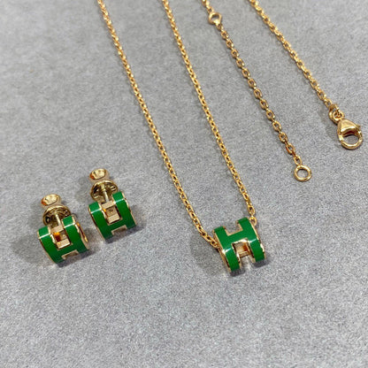 [⭐⭐JeweliWhal]POP H GREEN NECKLACE SILVER AND GOLD