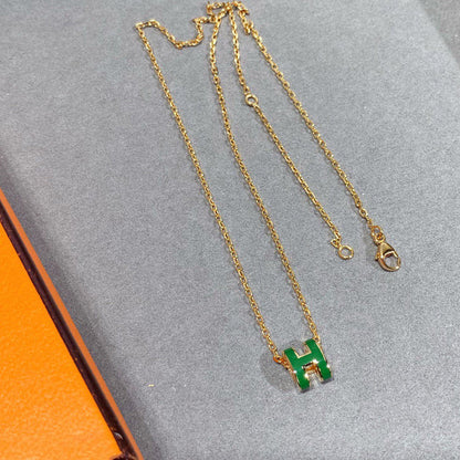 [⭐⭐JeweliWhal]POP H GREEN NECKLACE SILVER AND GOLD