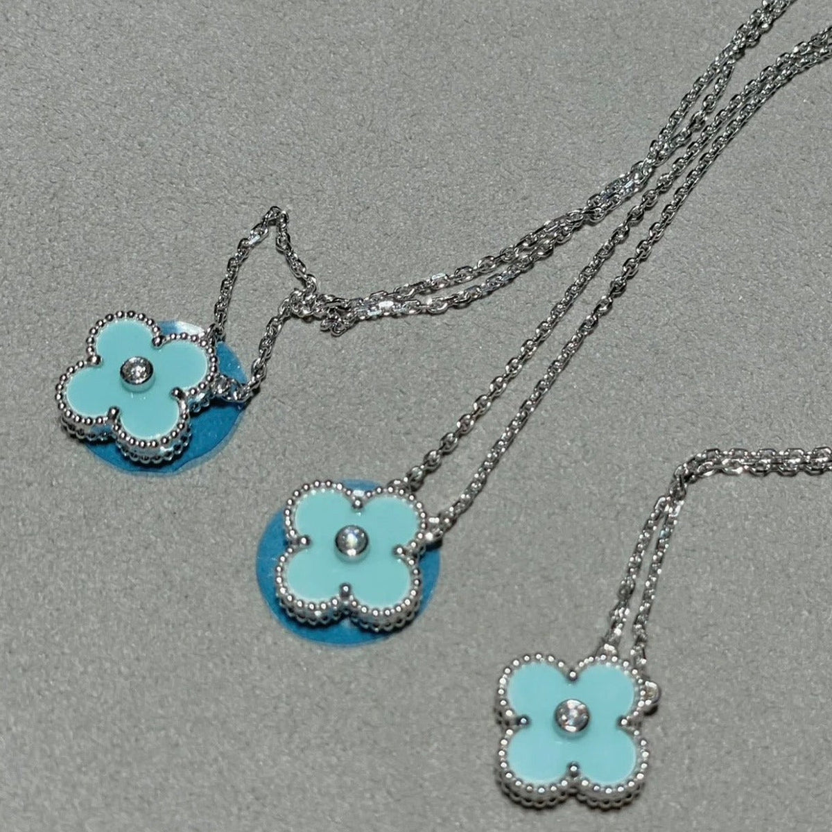[⭐⭐JeweliWhal]CLOVER 1 ダイアモンド ライトブルー シルバー ネックレス