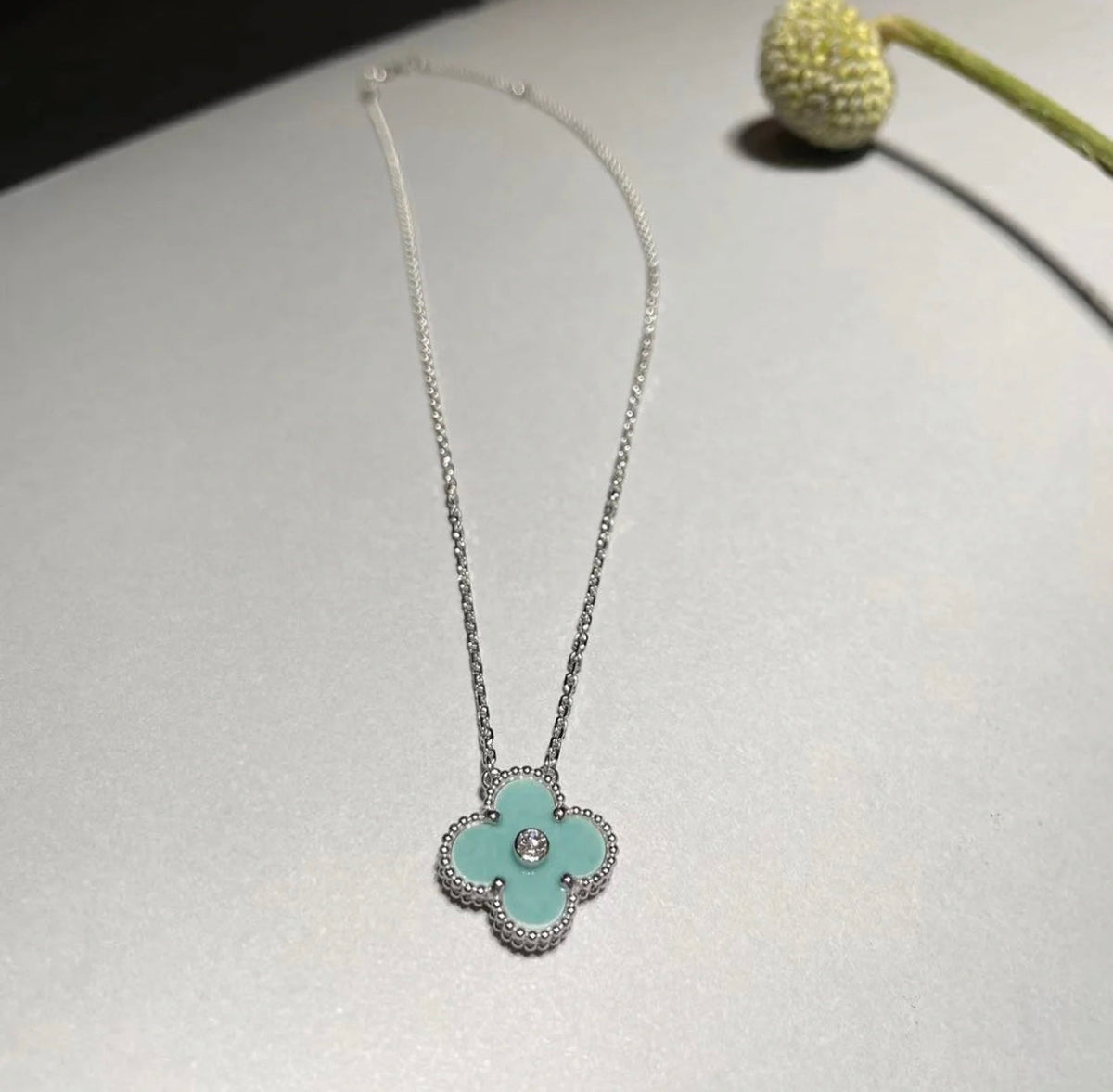 [⭐⭐JeweliWhal]CLOVER 1 ダイアモンド ライトブルー シルバー ネックレス