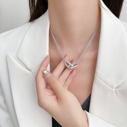 [⭐JeweliWhal]HARDWEAR DIAMOND PEDANT DOUBLE CHAIN NECKLACE