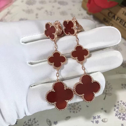 [⭐⭐JeweliWhal]CLOVER 3 MOTIF CARNELIAN DROP EARRINGS