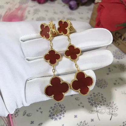 [⭐⭐JeweliWhal]CLOVER 3 MOTIF CARNELIAN DROP EARRINGS