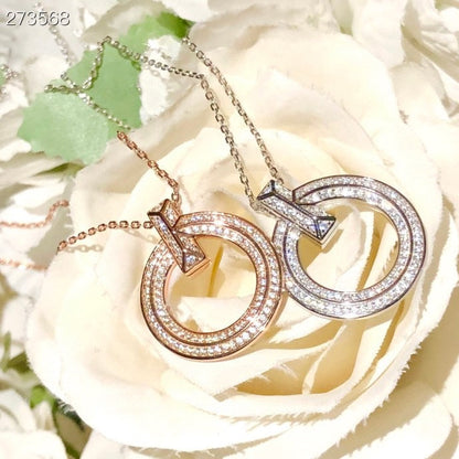 [⭐JeweliWhal]T1 CIRCLE DIAMOND PAVED MEDIUM NECKLACE