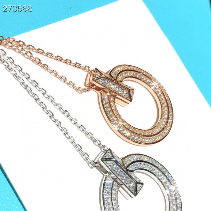[⭐JeweliWhal]T1 CIRCLE DIAMOND PAVED MEDIUM NECKLACE