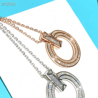 [⭐JeweliWhal]T1 CIRCLE DIAMOND PAVED MEDIUM NECKLACE