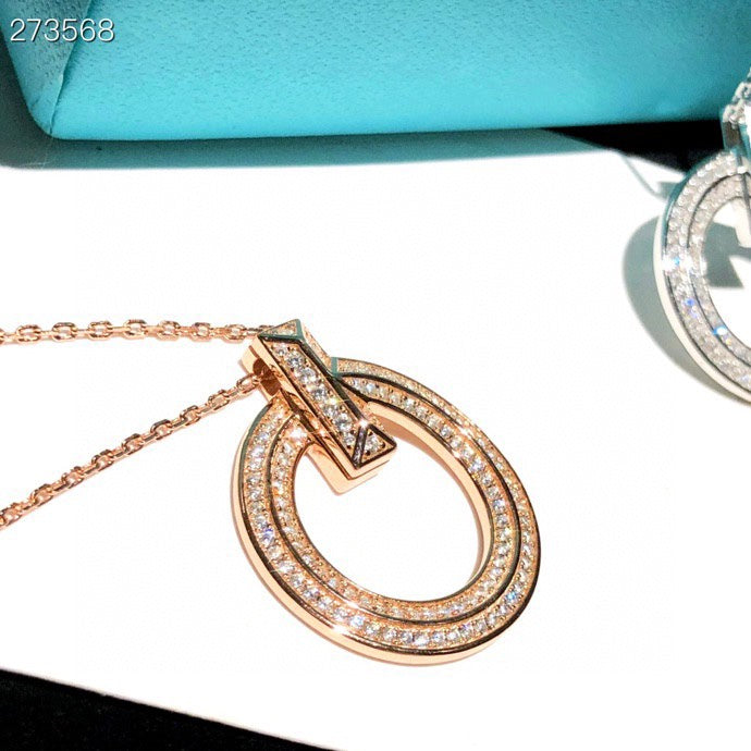 [⭐JeweliWhal]T1 CIRCLE DIAMOND PAVED MEDIUM NECKLACE
