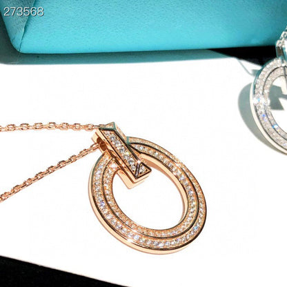 [⭐JeweliWhal]T1 CIRCLE DIAMOND PAVED MEDIUM NECKLACE