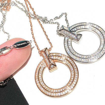 [⭐JeweliWhal]T1 CIRCLE DIAMOND PAVED MEDIUM NECKLACE
