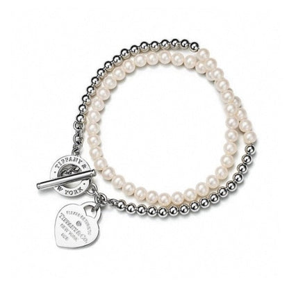 [⭐JeweliWhal]RETURN TO TIF HEART TAF BEAD PEARL BRACELET