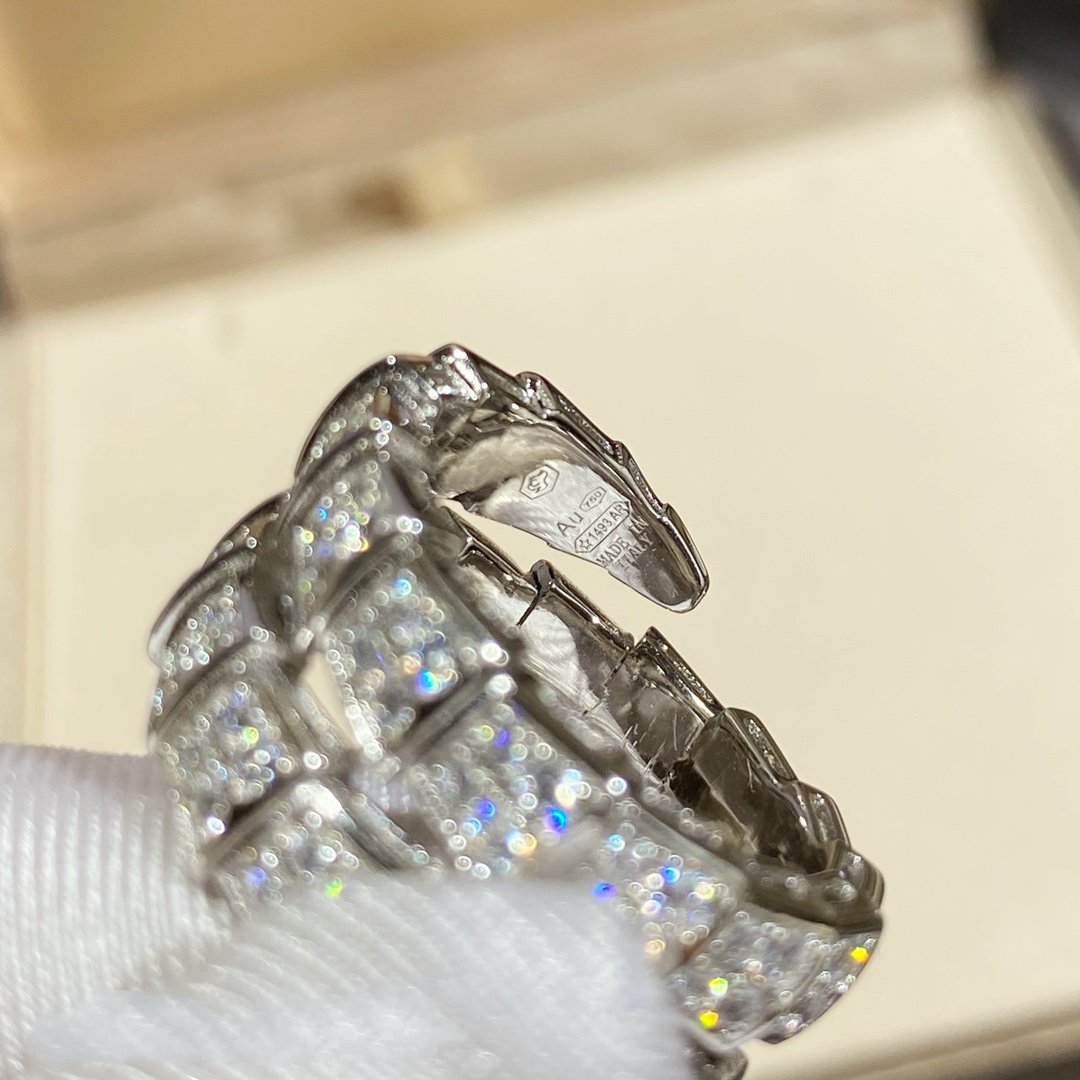 [⭐⭐JeweliWhal]SERPENTI DOUBLE RING SILVER DIAMOND PAVED