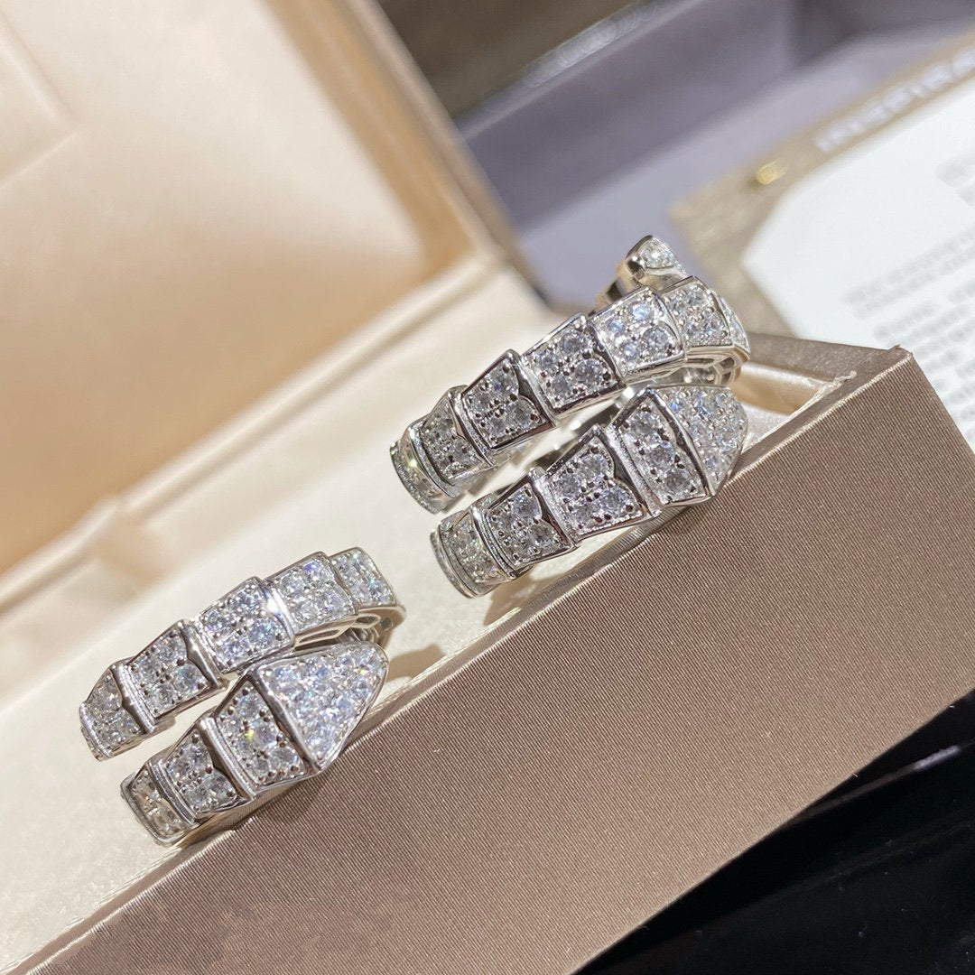 [⭐⭐JeweliWhal]SERPENTI DOUBLE RING SILVER DIAMOND PAVED