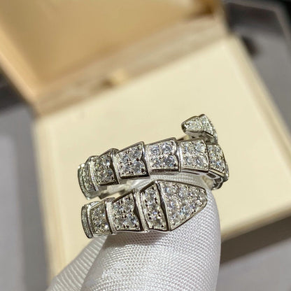 [⭐⭐JeweliWhal]SERPENTI DOUBLE RING SILVER DIAMOND PAVED