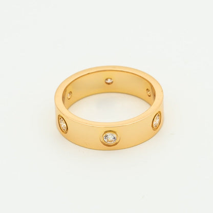 [⭐⭐JeweliWhal]LOVE RING 5.5MM 6 DIAMONDS PINK GOLD