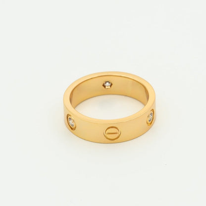 [⭐⭐JeweliWhal]LOVE RING 5.5MM 3 DIAMONDS PINK GOLD