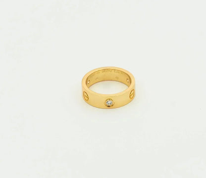 [⭐⭐JeweliWhal]ラブリング 5.5MM 3ダイヤモンド ゴールド