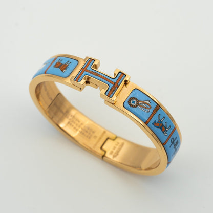 [⭐⭐JeweliWhal]H PINK GOLD BRACELET BLUE CERAMIC