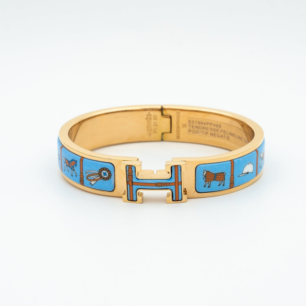 [⭐⭐JeweliWhal]H PINK GOLD BRACELET BLUE CERAMIC