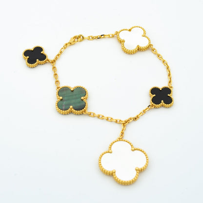 [⭐⭐JeweliWhal]CLOVER BRACELET 5 MOTIFS ONYX MOP