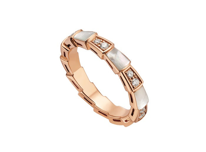 [⭐⭐JeweliWhal]SERPENTI RING PINK GOLD DIAMOND MOP 3MM