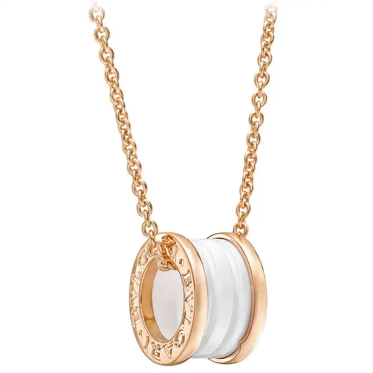 [⭐⭐JeweliWhal]ZERO 1 WHITE CERAMIC PINK GOLD DIAMOND NECKLACE