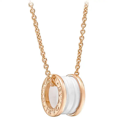 [⭐⭐JeweliWhal]ZERO 1 WHITE CERAMIC PINK GOLD DIAMOND NECKLACE