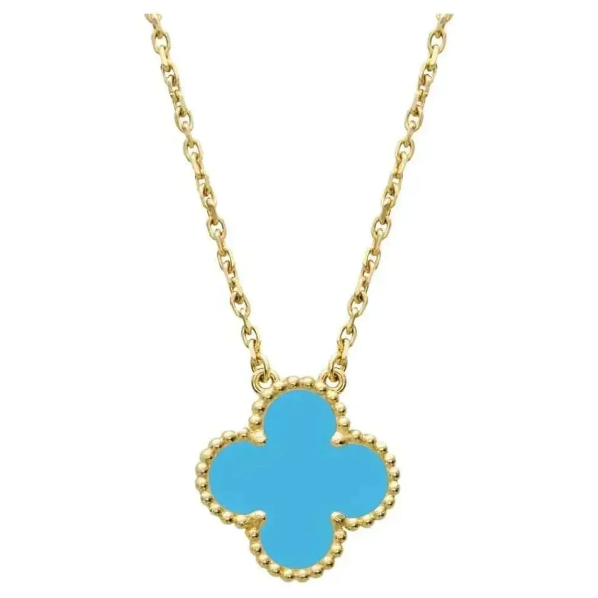 [⭐⭐JeweliWhal]CLOVER 15MM VINTAGE TURQUOISE NECKLACE