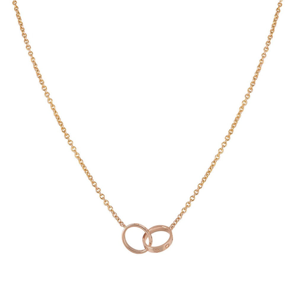 [⭐⭐JeweliWhal]LOVE NECKLACE DOUBLE RING PINK GOLD