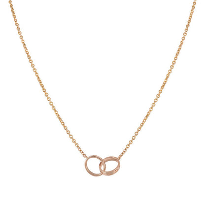 [⭐⭐JeweliWhal]LOVE NECKLACE DOUBLE RING PINK GOLD