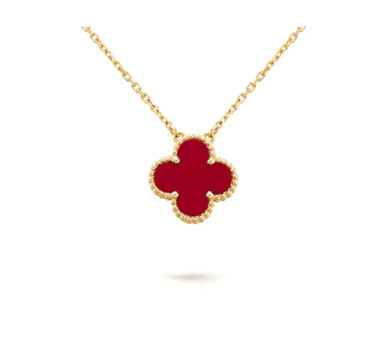 [⭐⭐JeweliWhal]CLOVER 15MM CARNELIAN SINGLE FLOWER NECKLACE