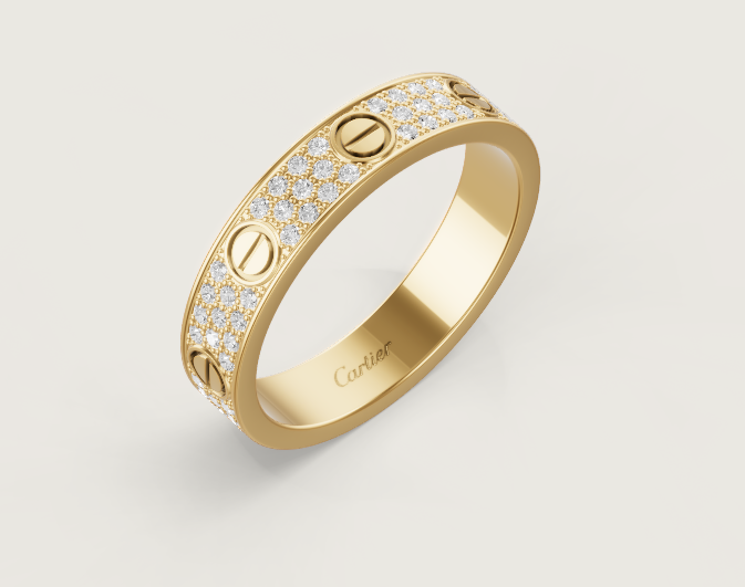 [⭐⭐JeweliWhal]LOVE RING 4mm-wide full-diamond ring GOLD
