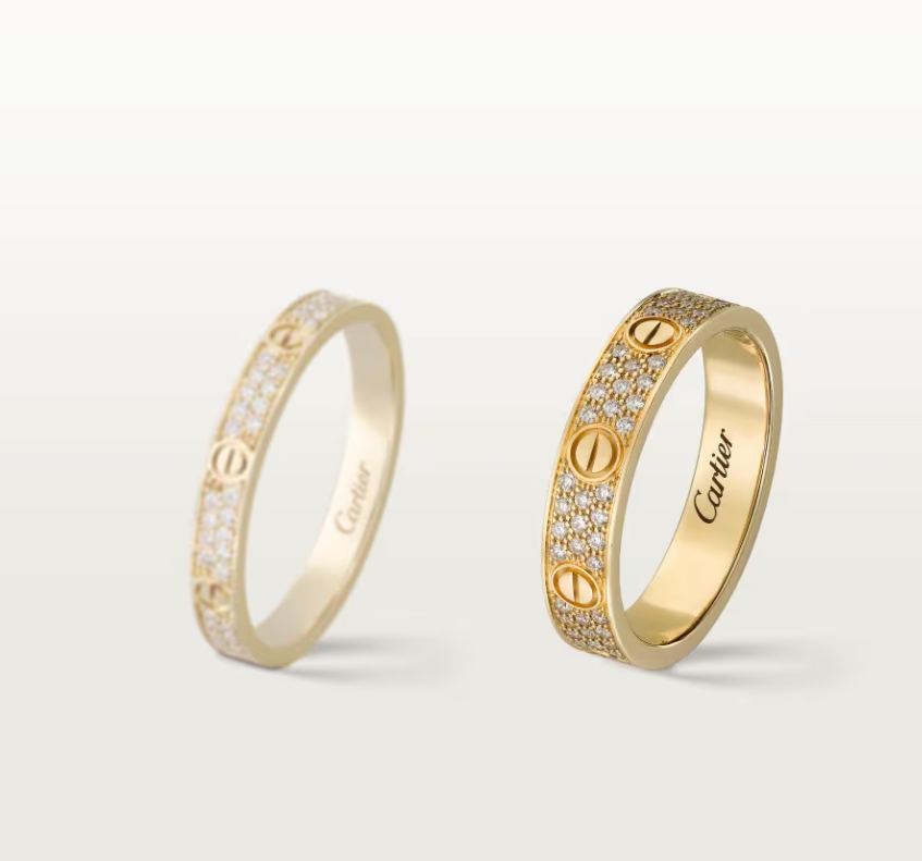 [⭐⭐JeweliWhal]LOVE RING 4mm-wide full-diamond ring GOLD