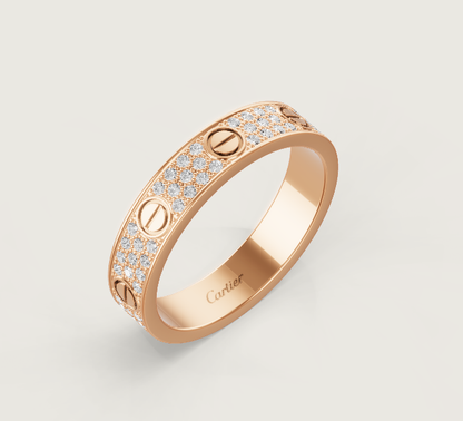 [⭐⭐JeweliWhal]LOVE RING 4mm-wide full-diamond ring Rose Gold