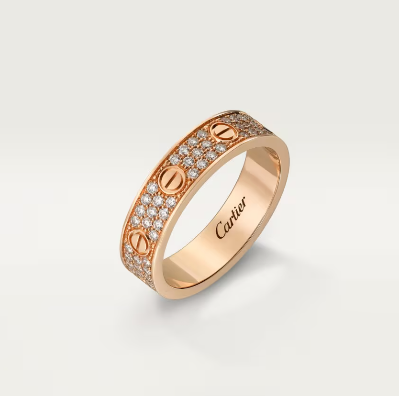 [⭐⭐JeweliWhal]LOVE RING 4mm-wide full-diamond ring Rose Gold