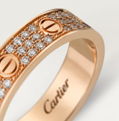 [⭐⭐JeweliWhal]LOVE RING 4mm-wide full-diamond ring Rose Gold