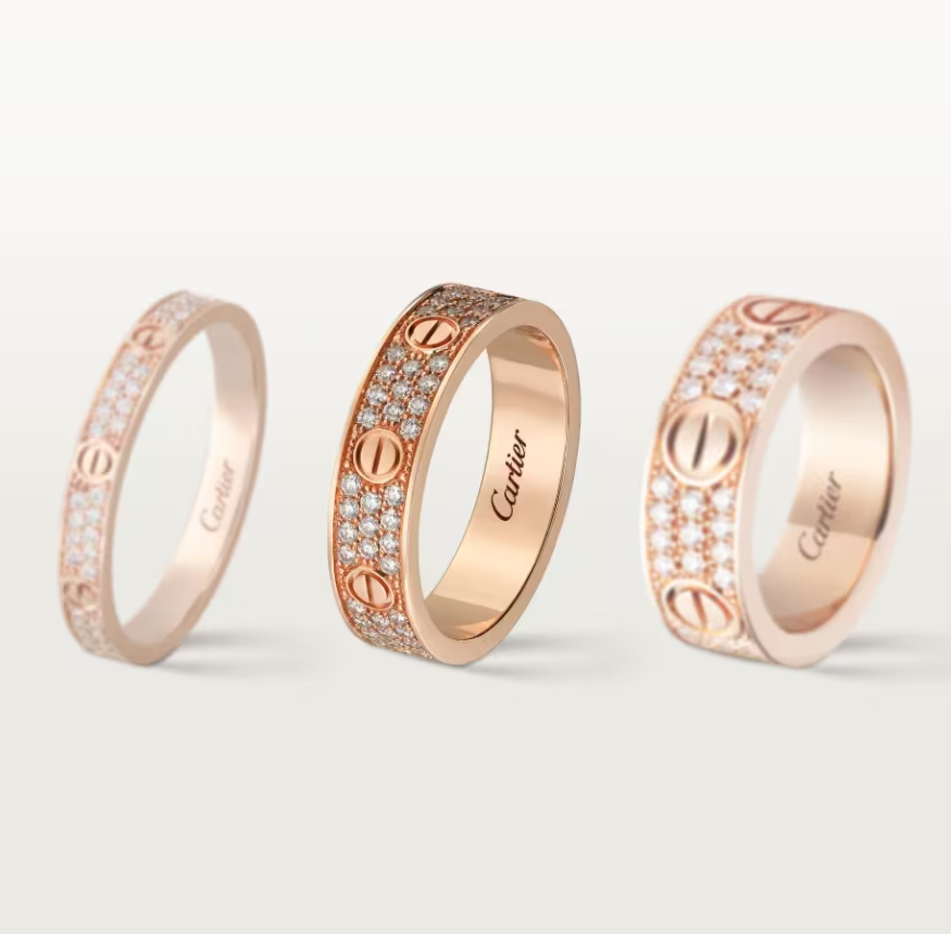 [⭐⭐JeweliWhal]LOVE RING 4mm-wide full-diamond ring Rose Gold