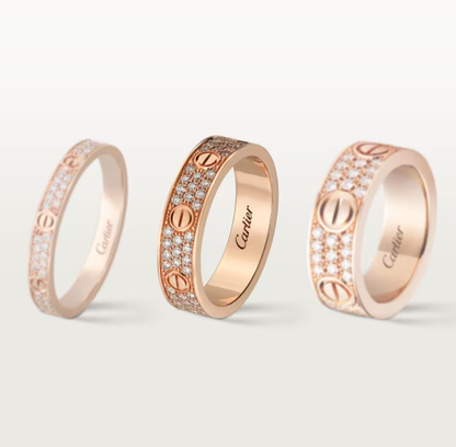 [⭐⭐JeweliWhal]LOVE RING 4mm-wide full-diamond ring Rose Gold