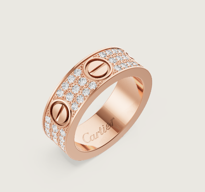 [⭐⭐JeweliWhal]LOVE RING 6.5mm-wide full-diamond ring Rose Gold